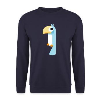 blue bird sitting - Unisex Sweatshirt - navy - Front - Alina (178cm) & Michal (187cm)