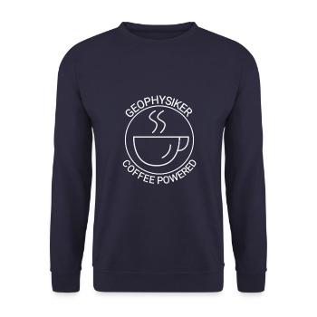 Geophysiker Coffee Powered Geophysik - Unisex Pullover - Navy - Vorne - Alina (178cm) & Michal (187cm)