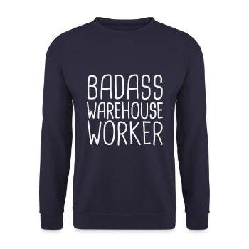 Warehouse Worker Badass - Unisex Pullover - Navy - Vorne - Alina (178cm) & Michal (187cm)