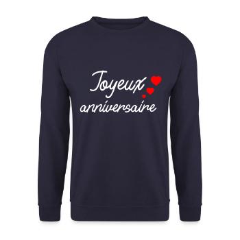 joyeux anniversaire,cadeau d'Anniversaire - Sweat-shirt Unisexe - marine - Devant - Alina (178cm) & Michal (187cm)