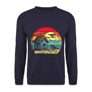 Bird Feeding - Unisex Sweatshirt - navy - Front - Alina (178cm) & Michal (187cm)