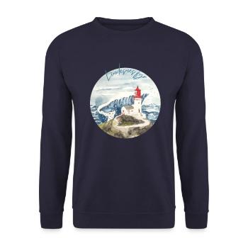 Lindesnes / Norwegen Südkap Souvenir - Unisex Pullover - Navy - Vorne - Alina (178cm) & Michal (187cm)
