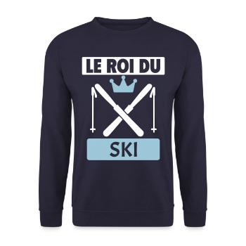Le roi du ski Skieur Montagne Sports d'hiver Noël - Sweat-shirt Unisexe - marine - Devant - Alina (178cm) & Michal (187cm)