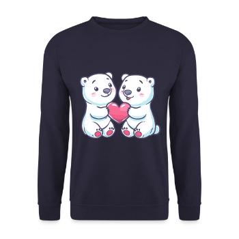 Ours polaire Couple Amour Ours Polaire Saint Valentin - Sweat-shirt Unisexe - marine - Devant - Alina (178cm) & Michal (187cm)