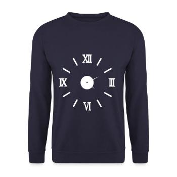 römische Zeichen Uhr - weiss - Unisex Pullover - Navy - Vorne - Alina (178cm) & Michal (187cm)