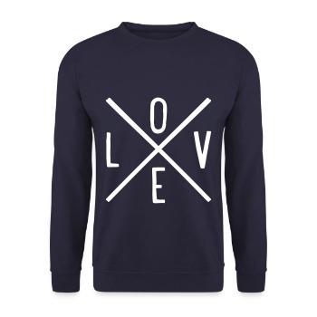 LOVEEhipsterkreuz - Unisex Pullover - Navy - Vorne - Alina (178cm) & Michal (187cm)