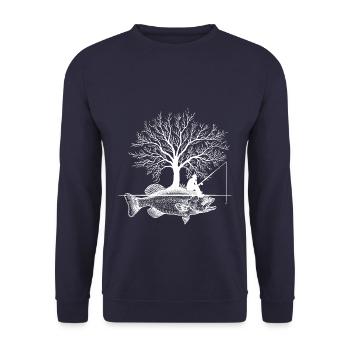 Funny Fishing Fish Angler Fishing Fishing Outfit - Unisex Sweatshirt - navy - Front - Alina (178cm) & Michal (187cm)