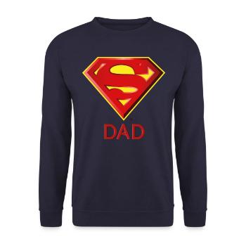 Superman 'Super DAD' Männer T-Shirt - Unisex Pullover - Navy - Vorne - Alina (178cm) & Michal (187cm)