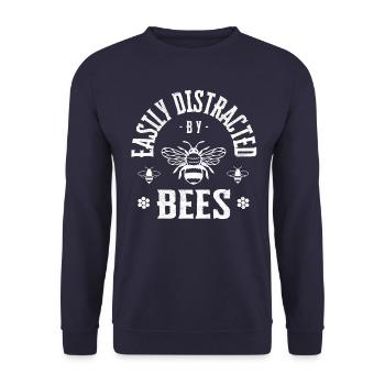 Easily distracted by bees - Unisex Pullover - Navy - Vorne - Alina (178cm) & Michal (187cm)