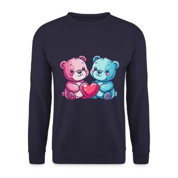Bär Paar Liebe Valentinstag - Unisex Pullover - Navy - Vorne - Alina (178cm) & Michal (187cm)
