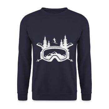 Skibrille - Wintersport Skipiste Urlaub Skifahrer - Unisex Pullover - Navy - Vorne - Alina (178cm) & Michal (187cm)