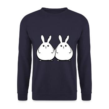 Lapin Drôle Pâques Couple - Sweat-shirt Unisexe - marine - Devant - Alina (178cm) & Michal (187cm)