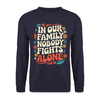 Krebsbewusstseins Krankhei Krebs Brustkrebs - Unisex Pullover - Navy - Vorne - Alina (178cm) & Michal (187cm)