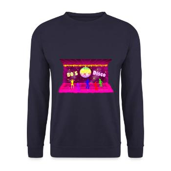 Disco, Pink, 80iger, Retro, Party, Old School - Unisex Pullover - Navy - Vorne - Alina (178cm) & Michal (187cm)