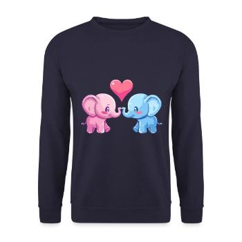 Elefant Paar Liebe Valentinstag - Unisex Pullover - Navy - Vorne - Alina (178cm) & Michal (187cm)