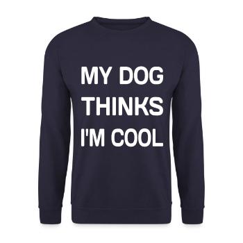 My Dog Thinks I'm Cool - Unisex Pullover - Navy - Vorne - Alina (178cm) & Michal (187cm)