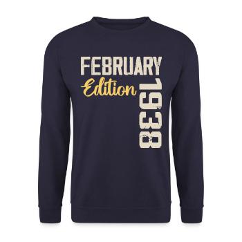 February 1938 Birthday February 1938 Retro - Unisex Sweatshirt - navy - Front - Alina (178cm) & Michal (187cm)