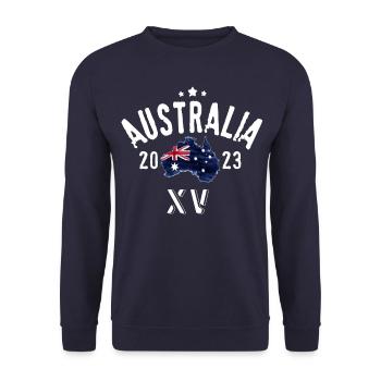 Australien XV Rugby-Nationalmannschaft - Unisex Pullover - Navy - Vorne - Alina (178cm) & Michal (187cm)