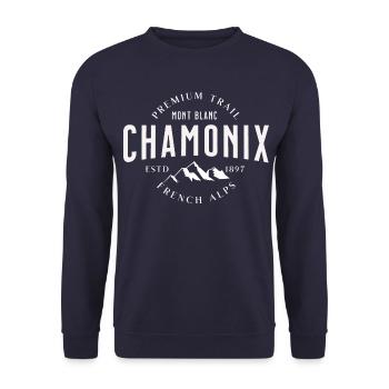 Chamonix Premium Trail Mont Blanc könnte - Unisex Pullover - Navy - Vorne - Alina (178cm) & Michal (187cm)