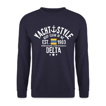 Yacht style keep clear of me . Code Delta - Unisex Sweatshirt - navy - Front - Alina (178cm) & Michal (187cm)