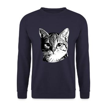 Doux visage de chat - Sweat-shirt Unisexe - marine - Devant - Alina (178cm) & Michal (187cm)