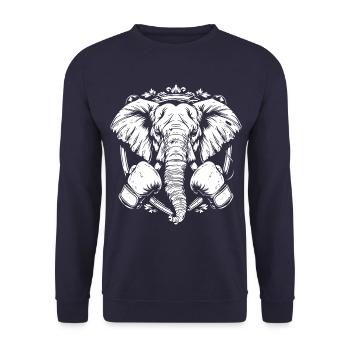 Éléphant Boxer Fighter - Sweat-shirt Unisexe - marine - Devant - Alina (178cm) & Michal (187cm)