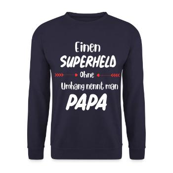 Cadeau de la fête des pères - Super-héros Papa - Sweat-shirt Unisexe - marine - Devant - Alina (178cm) & Michal (187cm)