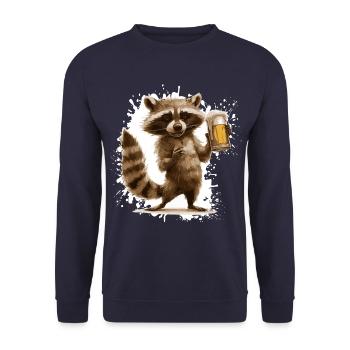 Raccoon Bière Drôle - Sweat-shirt Unisexe - marine - Devant - Alina (178cm) & Michal (187cm)