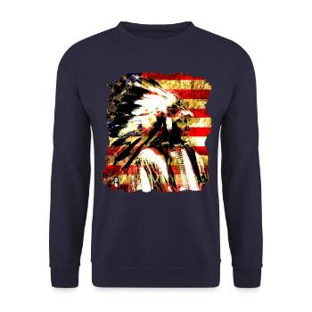 Collage Chief on USA Flag 2 - Unisex Sweatshirt - navy - Front - Alina (178cm) & Michal (187cm)