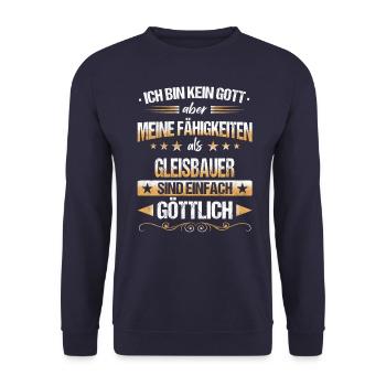 Gleisbauer Gleisbau Eisenbahn Gleise Beruf Spruch - Unisex Pullover - Navy - Vorne - Alina (178cm) & Michal (187cm)