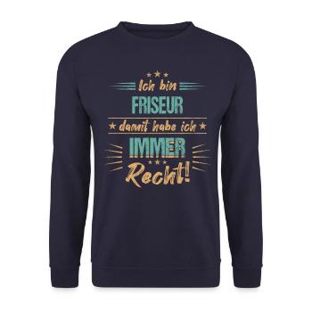 Friseur Friseurin Frisör Arbeit Beruf Spruch - Unisex Pullover - Navy - Vorne - Alina (178cm) & Michal (187cm)