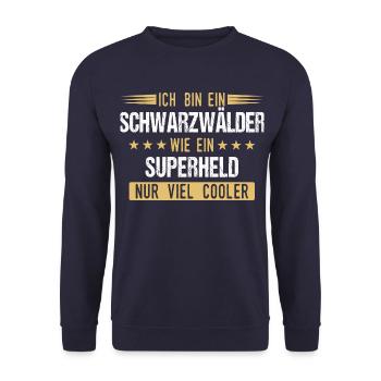 Schwarzwald Schwarzwälder Heimat Spruch - Unisex Pullover - Navy - Vorne - Alina (178cm) & Michal (187cm)