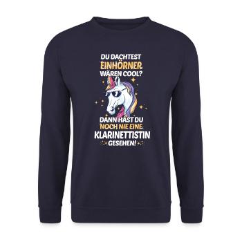 Klarinette Klarinettistin Instrument Musik Spruch - Unisex Pullover - Navy - Vorne - Alina (178cm) & Michal (187cm)