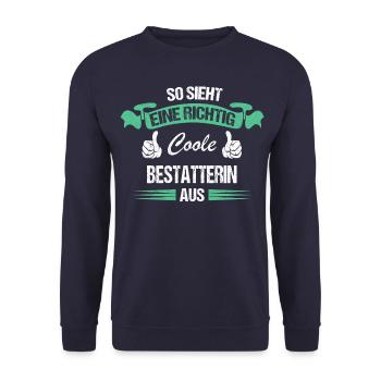 Bestatter Bestatterin Bestatten Beruf Spruch - Unisex Pullover - Navy - Vorne - Alina (178cm) & Michal (187cm)