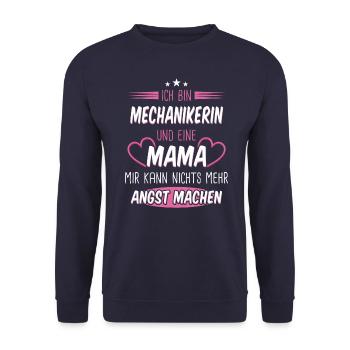Mechanikerin Werkstatt Automechaniker Auto Spruch - Unisex Pullover - Navy - Vorne - Alina (178cm) & Michal (187cm)