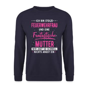Feuerwehrfrau Feuerwehr Notruf 112 Beruf Spruch - Unisex Pullover - Navy - Vorne - Alina (178cm) & Michal (187cm)