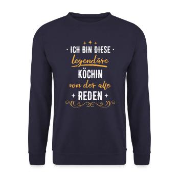 Koch Köchin Chefkoch kochen Küche Beruf Spruch - Unisex Pullover - Navy - Vorne - Alina (178cm) & Michal (187cm)