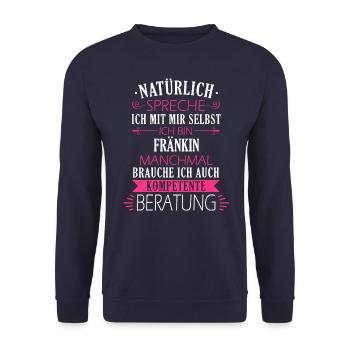 Franken Franke Fränkin Fränkisch Heimat Spruch - Unisex Pullover - Navy - Vorne - Alina (178cm) & Michal (187cm)