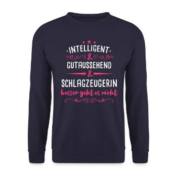 Schlagzeug Schlagzeuger Drummer Instrument Spruch - Unisex Pullover - Navy - Vorne - Alina (178cm) & Michal (187cm)