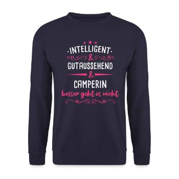 Camping Wohnwagen Camper Wohnmobil Campen - Unisex Pullover - Navy - Vorne - Alina (178cm) & Michal (187cm)