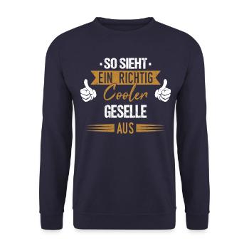 Geselle Gesellenprüfung Gesellen Beruf Spruch - Unisex Pullover - Navy - Vorne - Alina (178cm) & Michal (187cm)