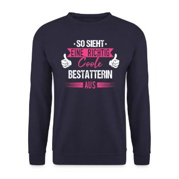 Bestatter Bestatterin Bestatten Beruf Spruch - Unisex Pullover - Navy - Vorne - Alina (178cm) & Michal (187cm)