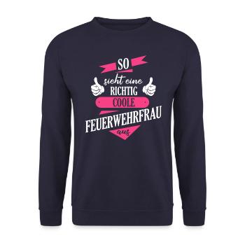 Feuerwehrfrau Feuerwehr Notruf 112 Beruf Spruch - Unisex Pullover - Navy - Vorne - Alina (178cm) & Michal (187cm)