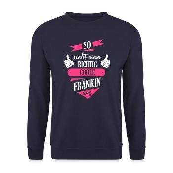 Franken Franke Fränkin Fränkisch Heimat Spruch - Unisex Pullover - Navy - Vorne - Alina (178cm) & Michal (187cm)