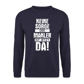 Makler Immobilienmakler Immobilien Beruf Spruch - Unisex Pullover - Navy - Vorne - Alina (178cm) & Michal (187cm)