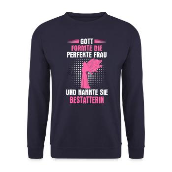 Bestatter Bestatterin Bestatten Beruf Spruch - Unisex Pullover - Navy - Vorne - Alina (178cm) & Michal (187cm)