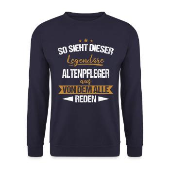 Altenpfleger Pfleger Altenpflege Beruf Spruch - Unisex Pullover - Navy - Vorne - Alina (178cm) & Michal (187cm)