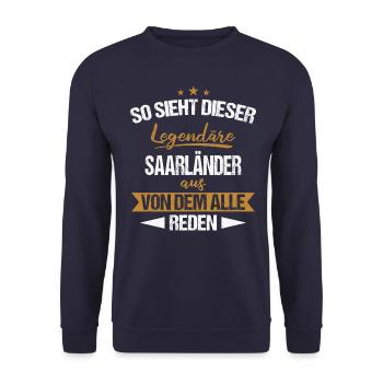 Saarland Saarländerin Saarländer Spruch - Unisex Pullover - Navy - Vorne - Alina (178cm) & Michal (187cm)