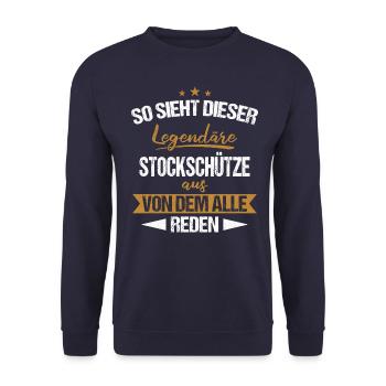 Stockschießen Eisstockschießen Eisstock Spruch - Unisex Pullover - Navy - Vorne - Alina (178cm) & Michal (187cm)