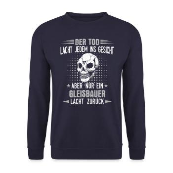 Gleisbauer Gleisbau Eisenbahn Gleise Beruf Spruch - Unisex Pullover - Navy - Vorne - Alina (178cm) & Michal (187cm)